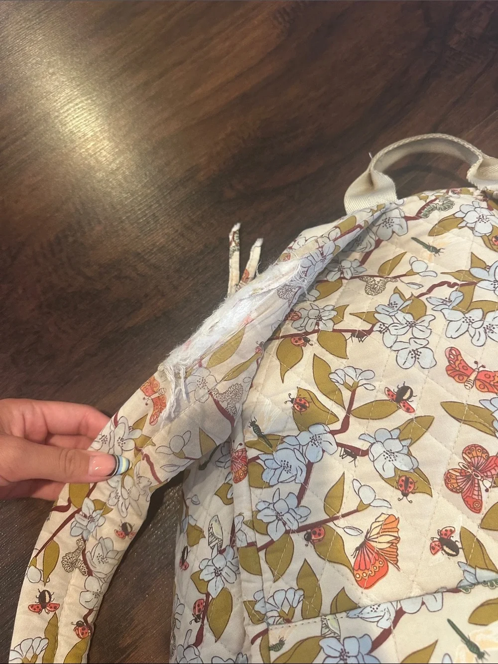 Vera Bradley Cream Floral Quilted Backpack & pencil case(worn strap)